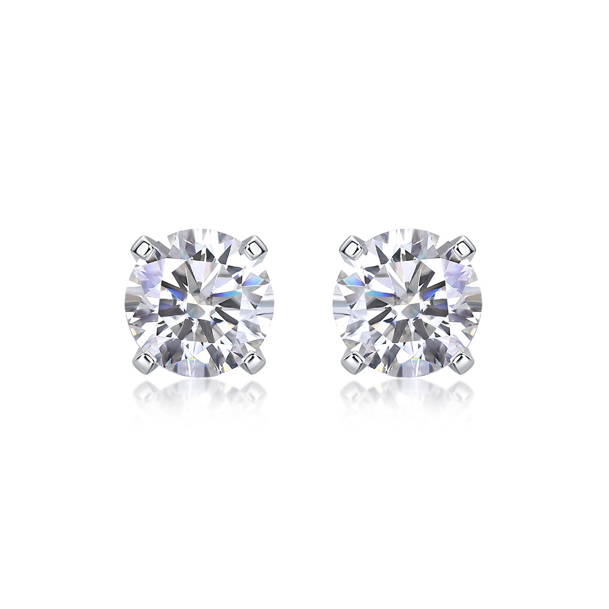 Rhymes Luxury Fashion Diamond Earrings Stud Inlaid With Mosan Diamond Silver Ornaments