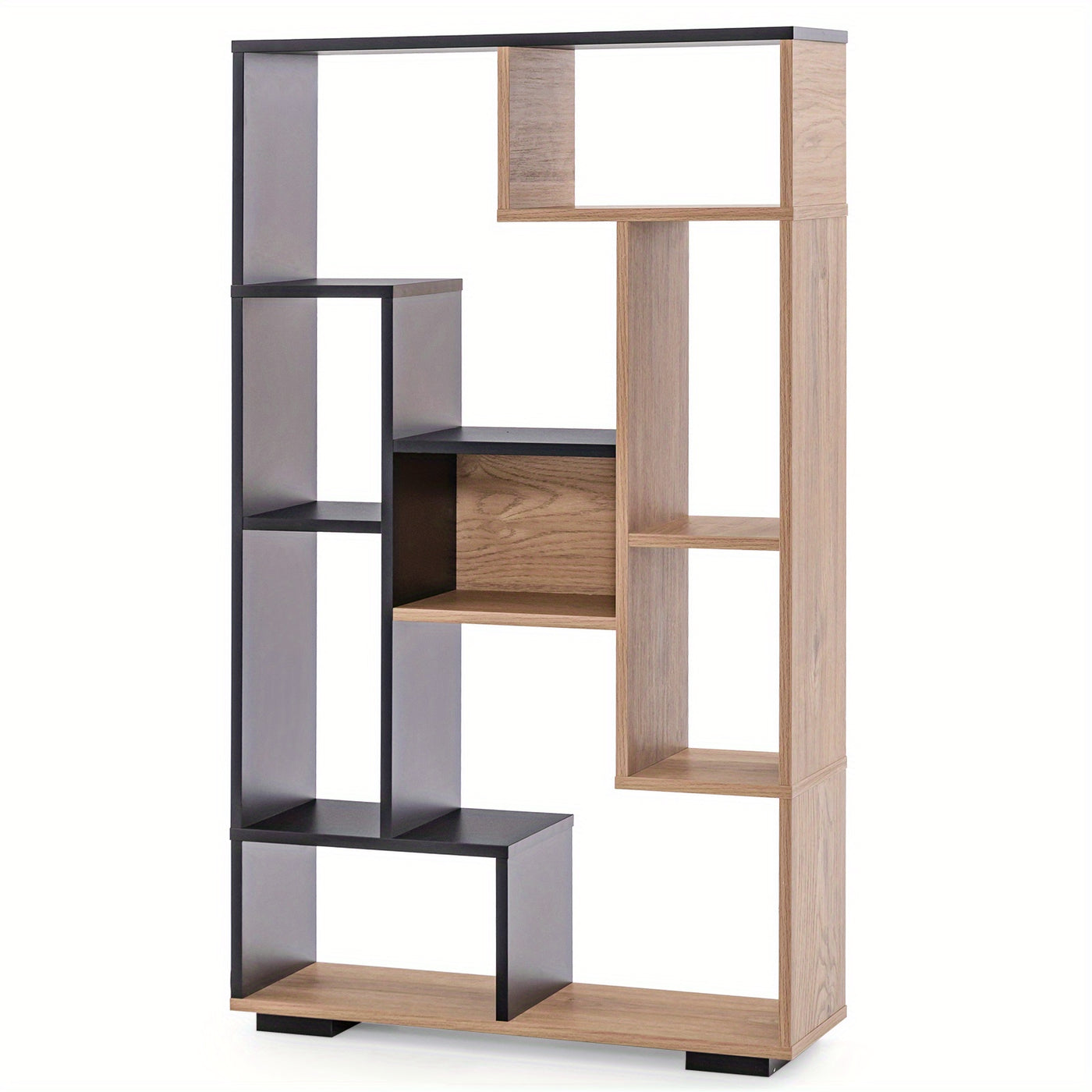 TANGKULA 47-Inch Tall Bookshelf Modern Geometric Bookcase with Open Shelves for Home