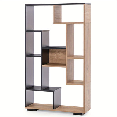TANGKULA 47-Inch Tall Bookshelf Modern Geometric Bookcase with Open Shelves for Home