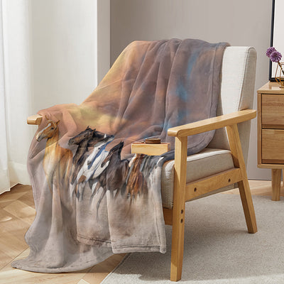 3D Horse Printed Flannel Throw Blanket For Girls Women Running Horse Throw Blanket Fleece Blankets With Horses On Them Flannel Blanket Cool Horse Soft Plush Blanket For Couch Bed 130X150cm 150X200cm