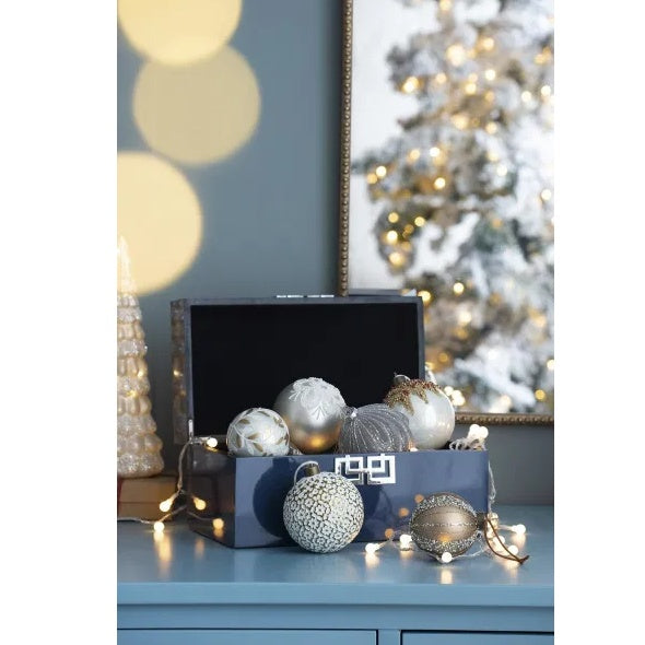 D3.9 Christmas Ball Ornaments, Glass Decorative Hanging Ball Christmas Tree Ornaments For Holiday Party Decorations, Set Of 6