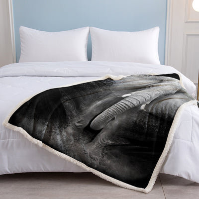 3D Elephant Printed Sherpa Fleece Blanket For Couch Sofa Bed Soft Cozy Fuzzy Black Galaxy Elephant Gifts For Women Adults 130X150cm 150X200cm