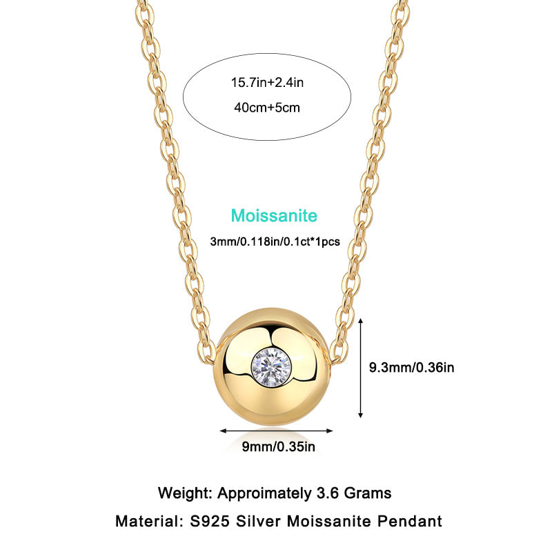 Fortune Circulation Luxury Fashion Diamond Pendant Necklace Set With Mosan Diamond Silver Ornaments