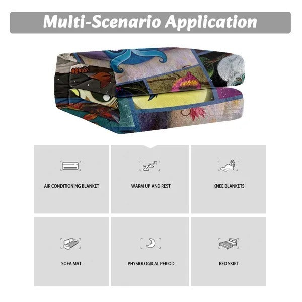 Moon Owl Flannel Fleece Blanket Cozy Fuzzy Warm Flannel Blanket