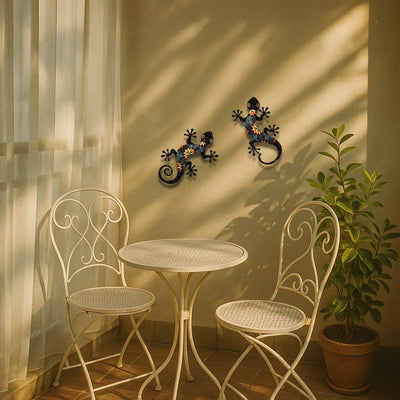2-Pack Metal Gecko Wall Ornaments - Weather-Resistant For Garden, Patio, Fences