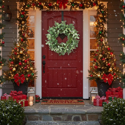 Christmas Cedar Wreath Full Luxe Greenery Holiday Door Festive Pinecone & Berry Accent FBA Shipment