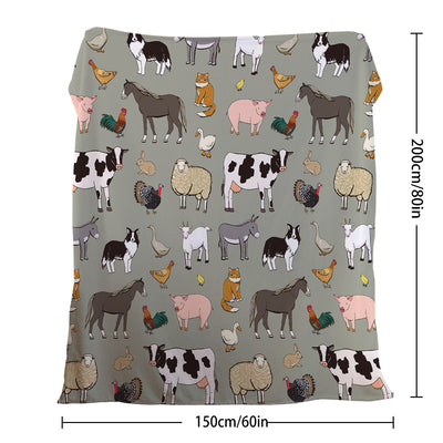 Various Animals Blanket Soft Pig Horse Durable Comfortable Blanket Women Birthday Gift Home Decoration Sofa Couch Office Bed Camping Travel  75x100cm 130x150cm 150x200cm