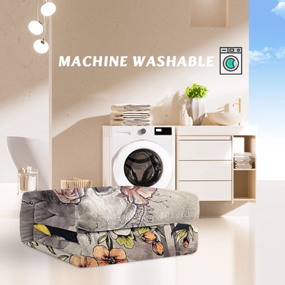 Rustic Skull Sunflower Flannel Fleece Blanket Floral Skull Flannel Soft Plush Throw Blanket Cozy Blankets For Bed Chair Car Sofa Couch Bedroom 75x100cm 130x150cm 150x200cm