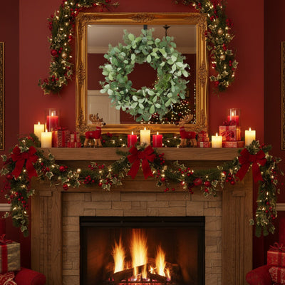 Christmas Cedar Wreath Full Luxe Greenery Holiday Door Festive Pinecone & Berry Accent FBA Shipment