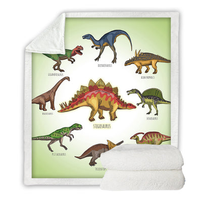 Dinosaur Family Sherpa Fleece Throw Blanket For Boys Girls Adults 50x60 , 60x80 Fuzzy Soft Warm Blanket For All Seasons