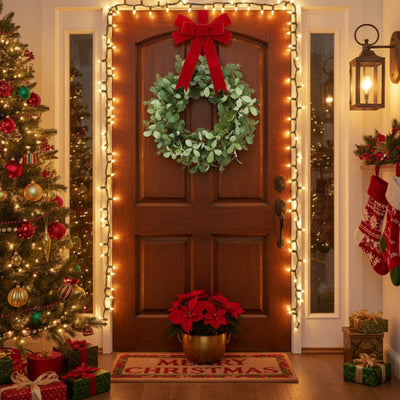 Christmas Cedar Wreath Full Luxe Greenery Holiday Door Festive Pinecone & Berry Accent FBA Shipment