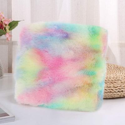 1 Piece Shaggy Blanket Plush Faux Fur Blanket For Bed Sofa Ultra Soft Luxury Sherpa Blanket Rainbow Colorful  Blanke