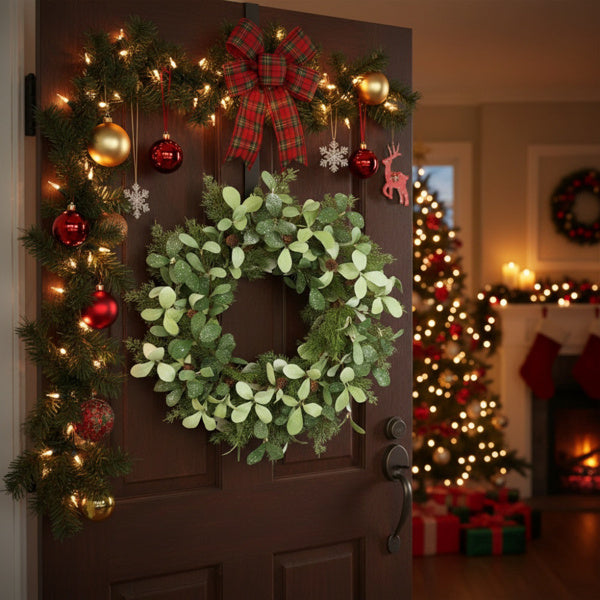 Christmas Cedar Wreath Full Luxe Greenery Holiday Door Festive Pinecone & Berry Accent FBA Shipment