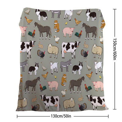 Various Animals Blanket Soft Pig Horse Durable Comfortable Blanket Women Birthday Gift Home Decoration Sofa Couch Office Bed Camping Travel  75x100cm 130x150cm 150x200cm