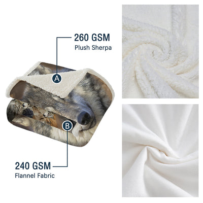 Indian Wolf Sherpa Fleece Blanket Native American Wolf Cozy Warm Fluffy Plush Blanket For Bed Couch Chair Living Room Decor 50x60 Inch 60x80 Inch