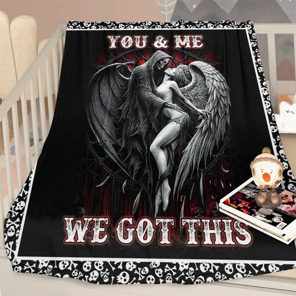 Beauty And Ghost Human Skeleton Printed Halloween Soft Cozy Lightweight Durable Plush Flannel Throw Blanket For Bedroom Living Rooms Sofa Couch 50Inchx60Inch