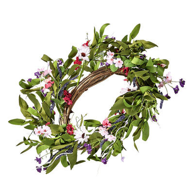 Artificial Decorative Wreath 22 In With Daisies Year Round Wreath