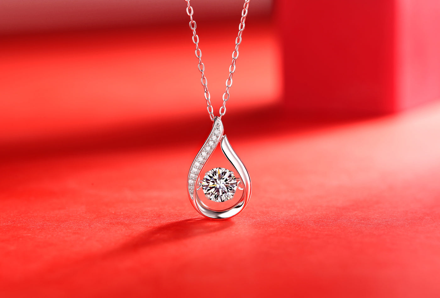 Smart Drop Luxury Fashion Diamond Pendant Necklace Set With Mosan Diamond Silver Ornaments