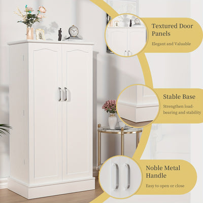 [47" Farmhouse Pantry] 47" White Freestanding Pantry Cabinet with Adjustable Shelves & Doors | Farmhouse Style Kitchen Storage Organizer, 10 Shelves, Durable Wood Construction, No Electricity Needed