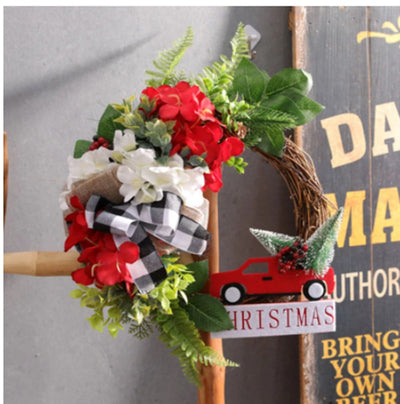 Rattan Circle Simulation Christmas Wreath Door Hanging Wreath Pendant