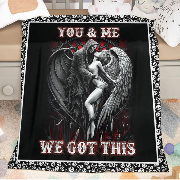 Beauty And Ghost Human Skeleton Printed Halloween Soft Cozy Lightweight Durable Plush Flannel Throw Blanket For Bedroom Living Rooms Sofa Couch 50Inchx60Inch