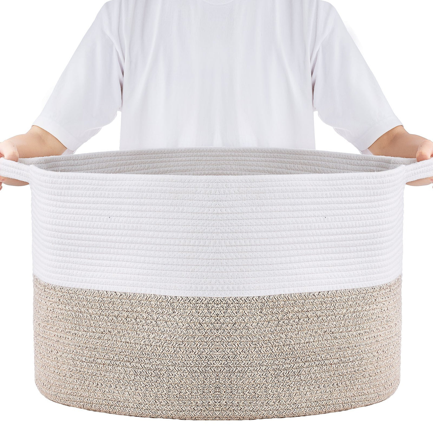 VEVOR Cotton Rope Storage Basket 87L Woven Blanket Basket 22 X 22 X 14 In