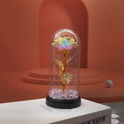 Christmas Rose & Bear Diamond Crystal Plastic Flower Pot - Battery-Powered (AAA Not Included) for Home Decor, Valentine'S Day, Mother'S Day, Graduation Gifts, Eternal Floral Preserved Bouquet, Holiday Gift Item | Whimsical De