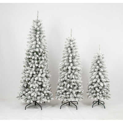 3 Pcs Flocked Artificial Christmas Tree Set With Lights, 4ft 5ft 6ft Christmas Snow Tree Set, Christmas Decor