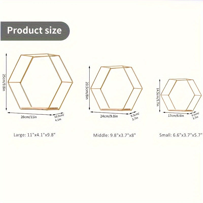 3pcs Modern Wall Hanging Shelves Set, Metal and Wood Floating Shelves for Bathroom, Bedroom, Living Room - Versatile Storage Display, No Golden Pipes