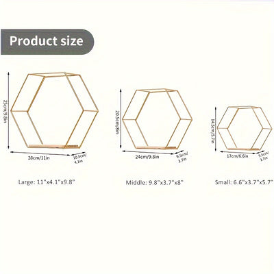 3pcs Modern Wall Hanging Shelves Set, Metal and Wood Floating Shelves for Bathroom, Bedroom, Living Room - Versatile Storage Display, No Golden Pipes