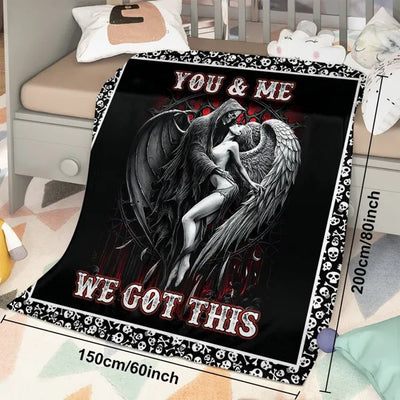 Beauty And Ghost Human Skeleton Printed Halloween Soft Cozy Lightweight Durable Plush Flannel Throw Blanket For Bedroom Living Rooms Sofa Couch 50Inchx60Inch