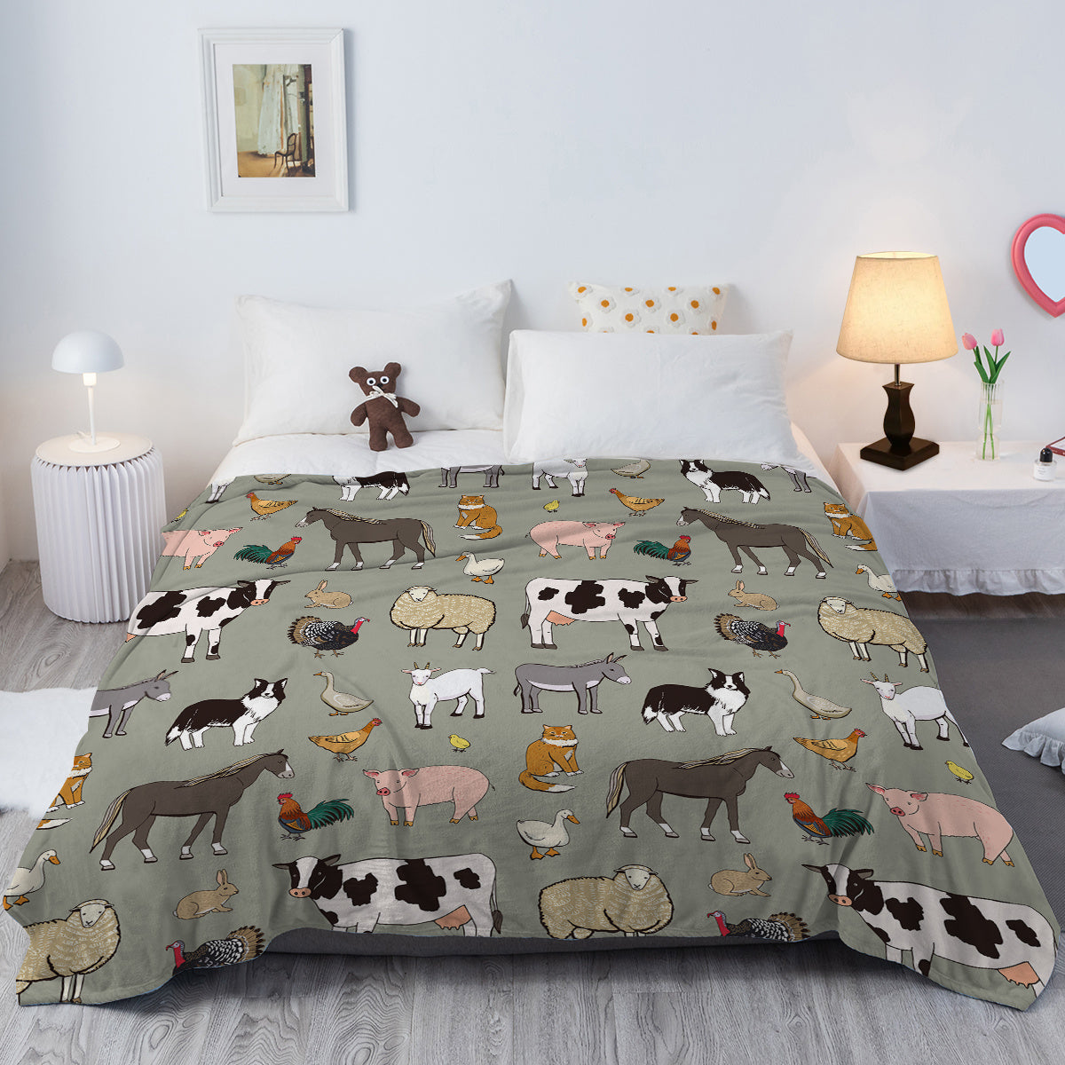 Various Animals Blanket Soft Pig Horse Durable Comfortable Blanket Women Birthday Gift Home Decoration Sofa Couch Office Bed Camping Travel  75x100cm 130x150cm 150x200cm