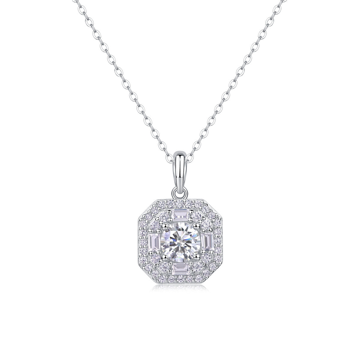 Small Square Bag Luxury Fashion Diamond Pendant Necklace Set With Mosan Diamond Silver Ornaments